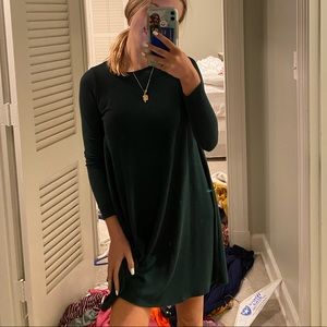 green long sleeve t shirt dress